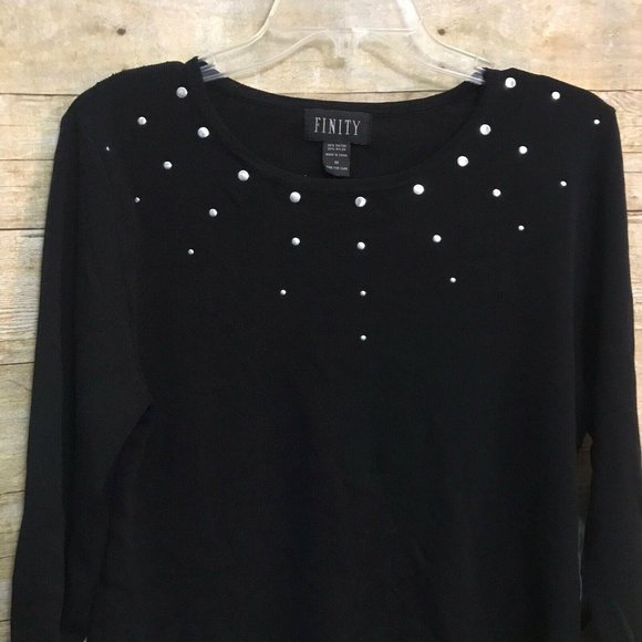 Finity Size M Medium Sweater Black w Silver Studs - Picture 4 of 11